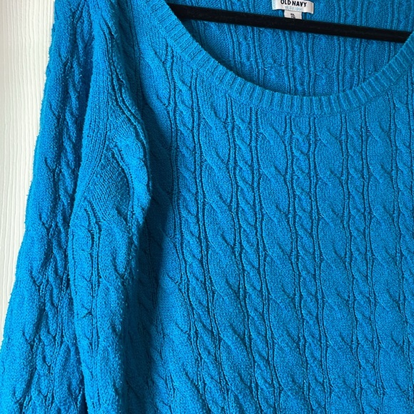 Old Navy boat neck cable knit sweater cerulean blue - Picture 4 of 5